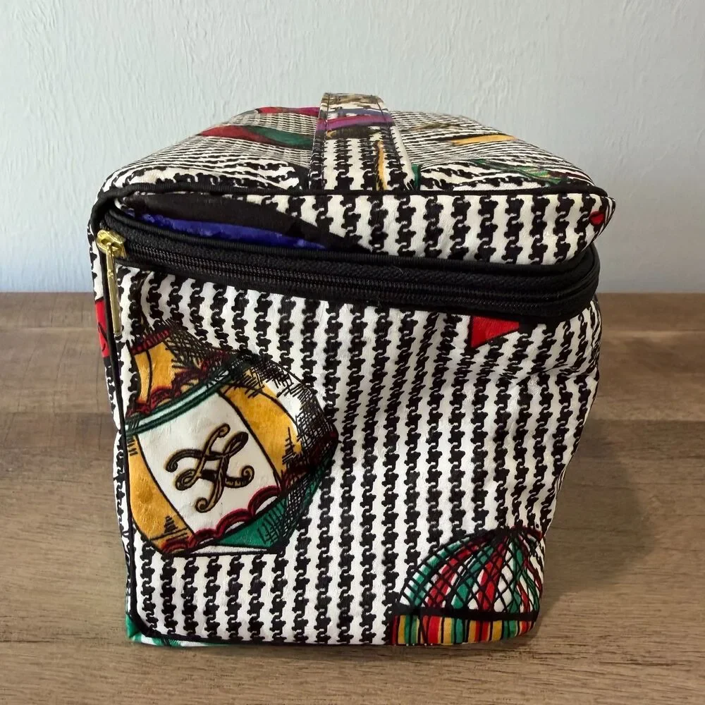 Vintage Christian Dior Large Cosmetic Case Hot Air Balloon Design Makeup Travel